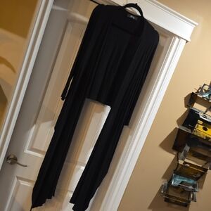 Women's Black Long Open Draped Cardigan